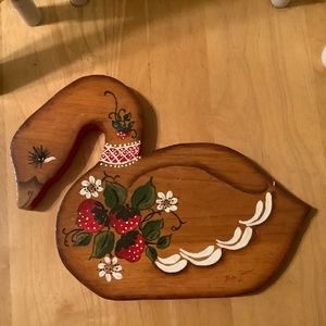 Vintage hand painted strawberry wood duck